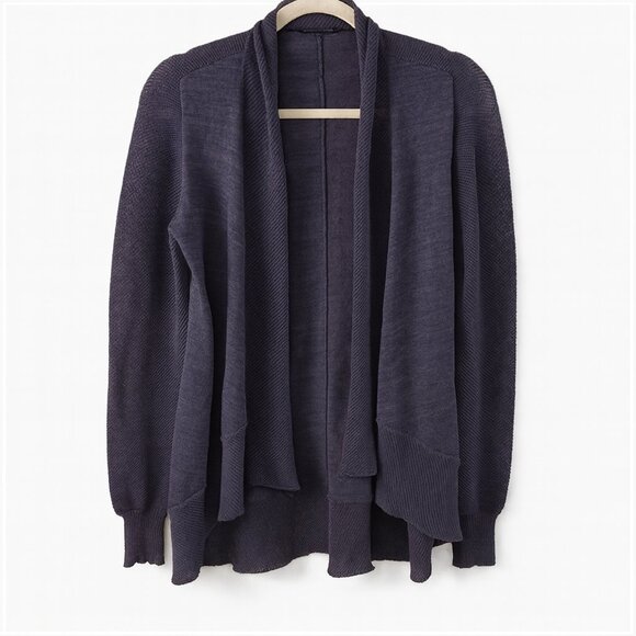 Eileen Fisher Violet Metallic Merino Wool Open Front Cardigan Sweater Small - Picture 1 of 9